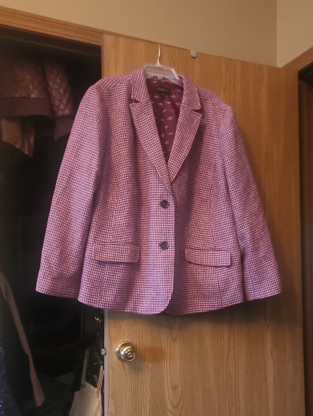 Talbots Pink Houndstooth Blazer